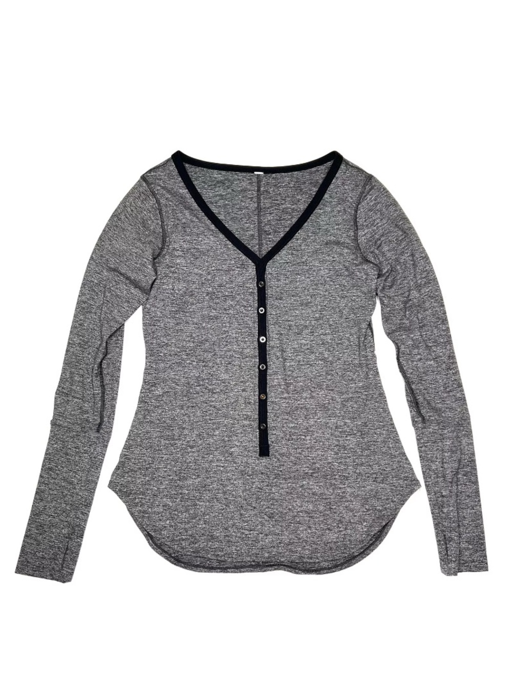 Lululemon Long Sleeve V-Neck Henley Top - black and white